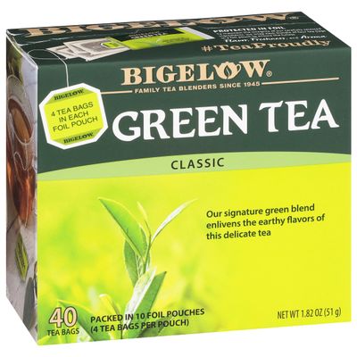 Bigelow Classic Green Tea Bags, 40-Count Boxes (Pack of 6), Caffeinated Green Tea, 240 Tea Bags Total
