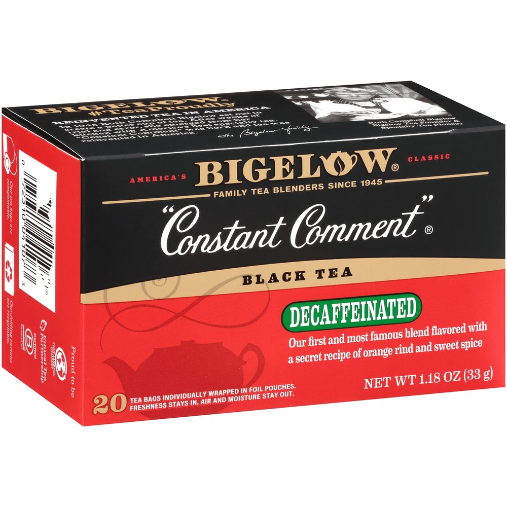 Bigelow Tea Decaffeinated Constant Comment Black Tea, Decaf Tea, 20 Count Box (Pack of 6), 120 Total Tea Bags