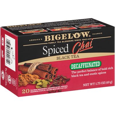 Bigelow Tea Decaffeinated Spiced Chai Black Tea, Decaf Tea with Spiced Chai, 20 Count Box (Pack of 6), 120 Total Tea Bags