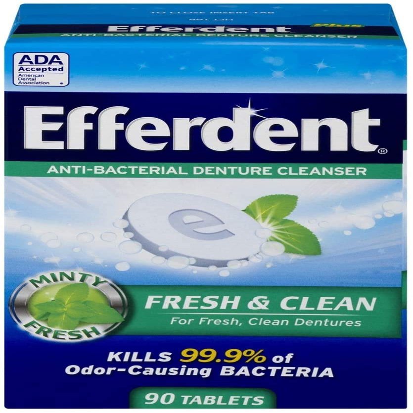 Efferdent Plus Anti-Bacterial Denture Cleanser, Minty Fresh, 78 Count