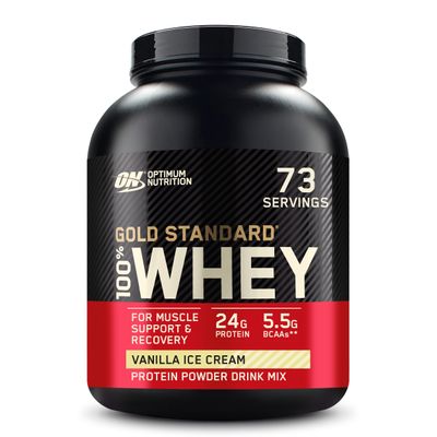 Optimum Nutrition Gold Standard 100% Whey Protein Powder, Vanilla Ice Cream, 5 Pound (Packaging May Vary)