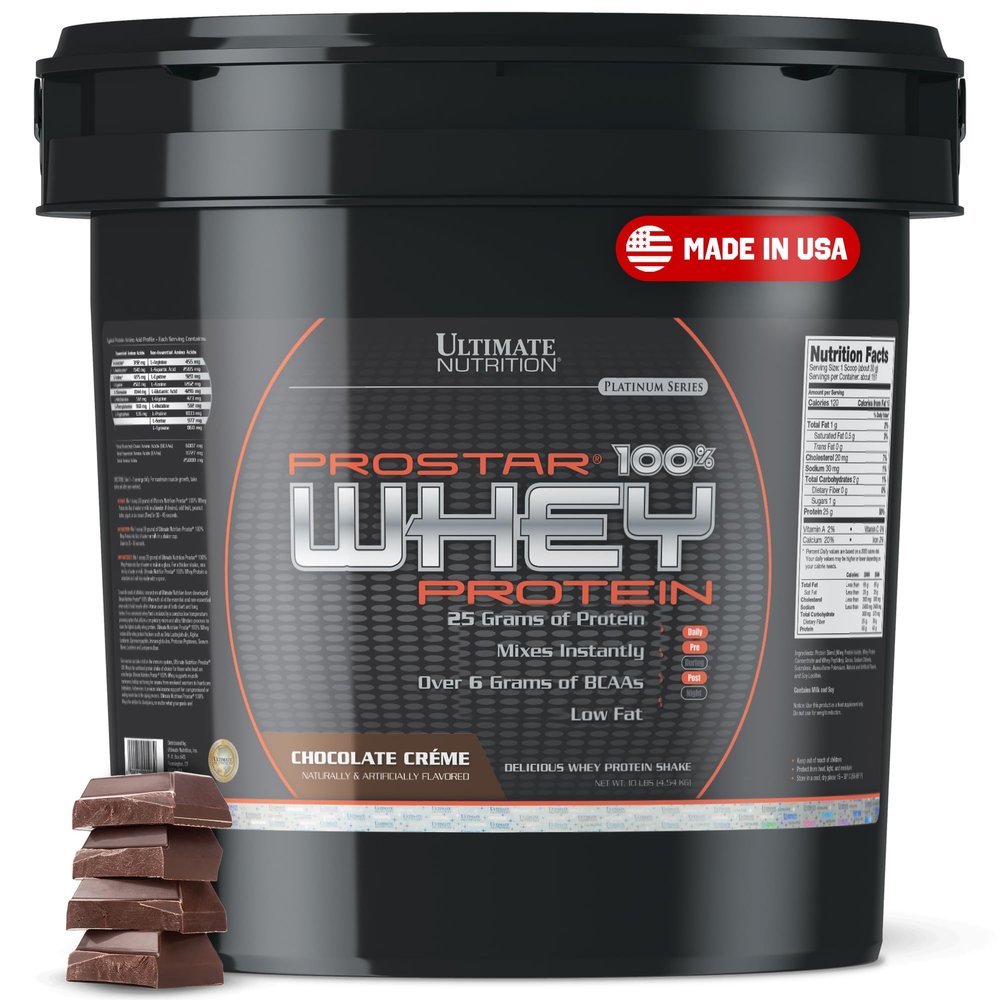 Ultimate Nutrition Prostar Whey Protein Powder Isolate, Chocolate - Low Carb, High Protein Powder Shake for Muscle Gain & Recovery - Low Sodium, Low-Fat & Keto Friendly - 10 lbs Bucket