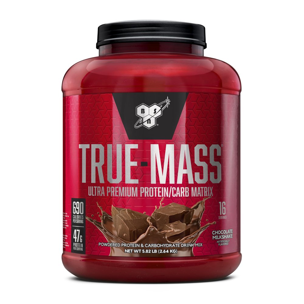 BSN TRUE-MASS Weight Gainer, Mass Gainer Protein Powder, Post Workout Muscle Recovery Powder, Muscle Gain, 2:1 Carbs to Protein Ratio, Chocolate Milkshake, 5.82 Pound, 16 Servings (Packaging May Vary)