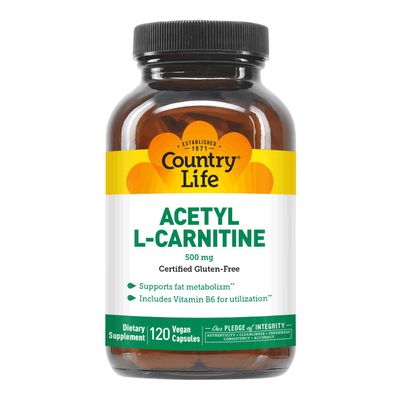 Country Life Acetyl L-Carnitine, 500 mg, with B-6 - 120 Vegan Capsules