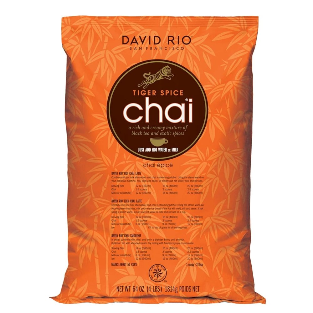 Tiger Spice Chai Tea Latte Mix, 64 Oz, Black Tea, Organic Spices, Dairy Free, Serve Hot or Cold, Just Add Water or Milk, 64 Servings, Perfect for Food Service