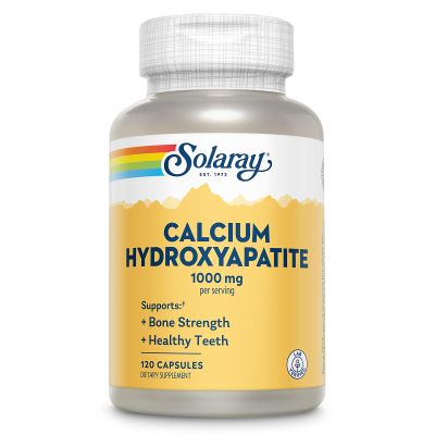 Solaray Calcium Hydroxyapatite 1000mg - Calcium Supplements for Women & Men, Hydroxyapatite Powder Capsules, Healthy Teeth and Bone Support - 120 Capsules