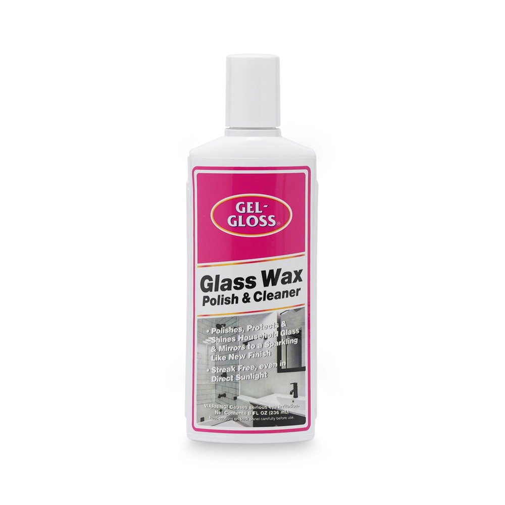 Gel-Gloss No Streak Glass Wax | Professional-Grade Silicon Wax Formulation | Removes Water Spots, Hard Water, & Light Calcium Buildup | Protective Coating Reduces Water Spots & Calcium Buildup, 8 oz.