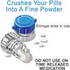 Apex Pill Crusher, Pil Pulverizer and Grinder, Medicine Crusher and Pulverizer for Large, Small Medications, Tablets, & Vitamins, Crushes Multiple Tablets to Fine Powder with Storage Area in Cap view 4