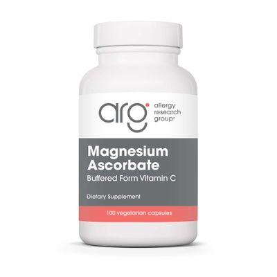 Allergy Research Group Magnesium Ascorbate Supplement - 1000mg Buffered Vitamin C, Immune Support, Magnesium Powder, Vegetarian Capsules - 100 Count