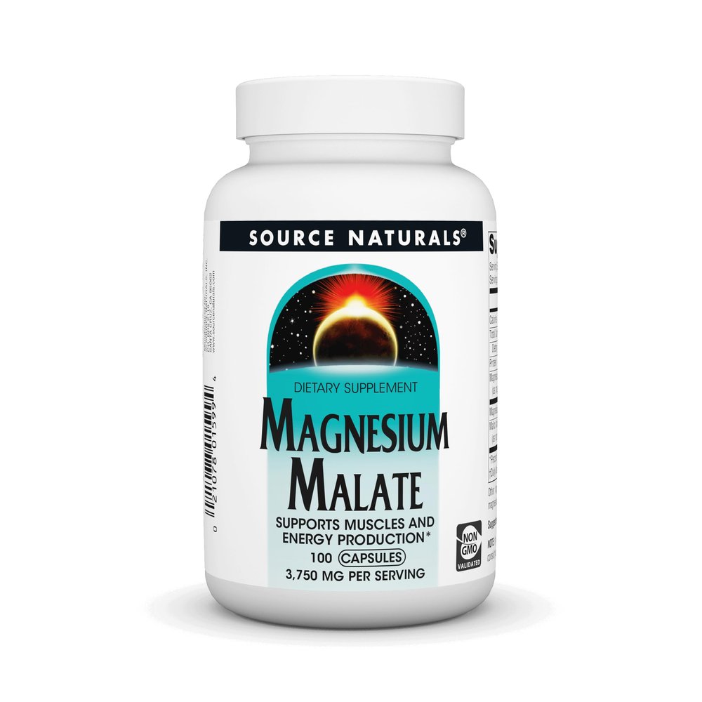 Source Naturals Magnesium Malate 3750 mg Per Serving Essential Magnesium Malic Acid Supplement - 100 Capsules