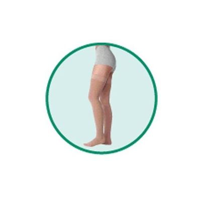 Thigh High Stocking - Full Thigh , Full Foot, Beige, Size 2, Small, Compression 30-40 mmHg, 1 Pair,
