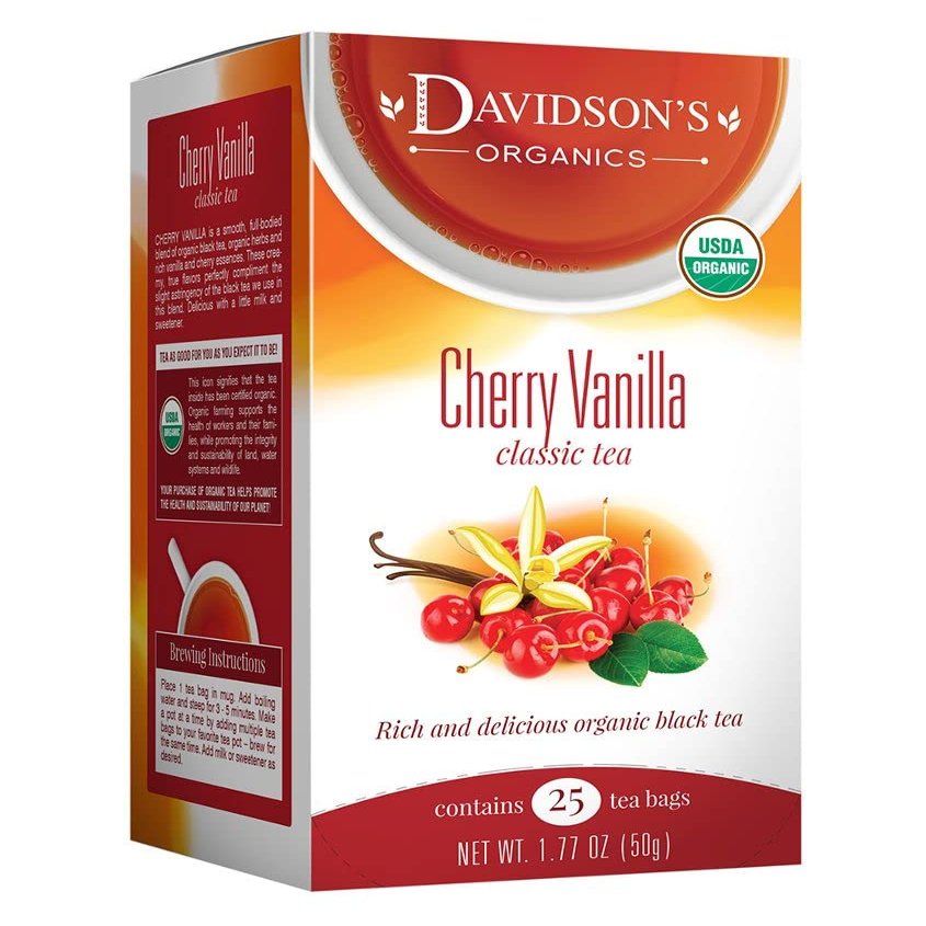 Davidson's Organics, Cherry Vanilla, 25-count Tea Bags, Pack of 6