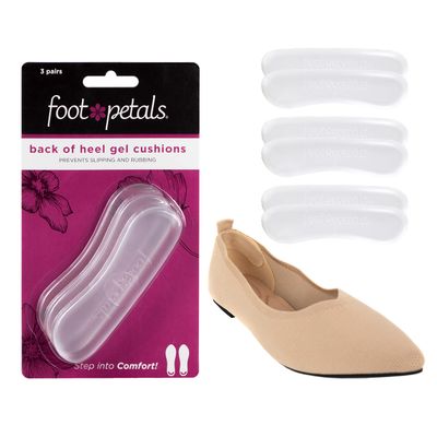 Foot Petals Womens Back of Heel Cushion Inserts, Heel Protectors, Comfortable Heel Grip for Pain Relief and Sizing, 1 Pair, Gel
