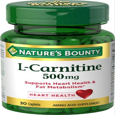 Nature's Bounty L-Carnitine, Supports Heart Health & Fat Metabolism, Amino Acid Supplement, 500 mg, 30 Tablets