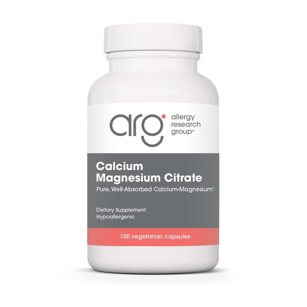 Allergy Research Group Calcium Magnesium Citrate Supplement - Bone Health, with Calcium Citrate, Pure, Well-Absorbed, Vegetarian Capsules - 100 Count