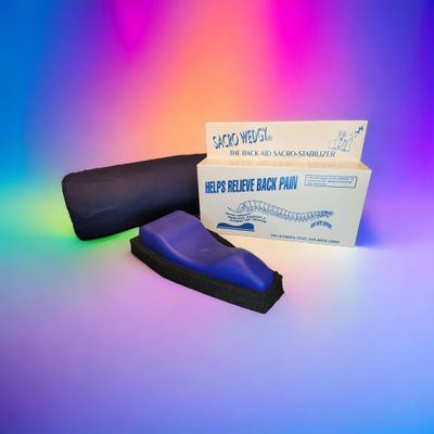 Sacro Wedgy-MALE Version-COMPLETE SYSTEM: Includes Sacro Wedgy and Cervical Support Pillow. The Back Aid Sacral Stabilizer-Helps Releive Back Pain