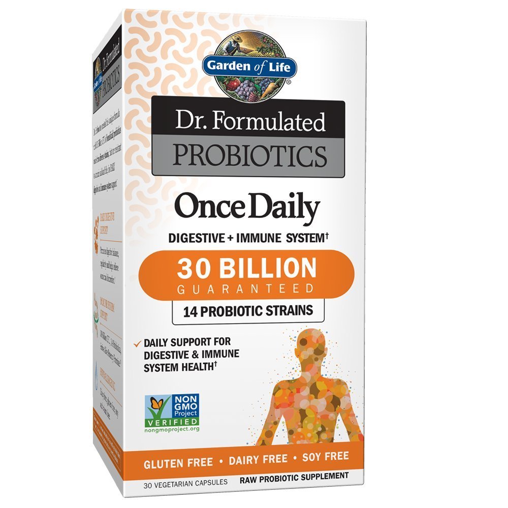 Garden of Life Dr. Formulated Probiotics Once Daily - Acidophilus Probiotic with Daily Support for Digestive and Immune Health - Gluten Free, Dairy Free, Soy Free Probiotics, 30 Vegetarian Capsules