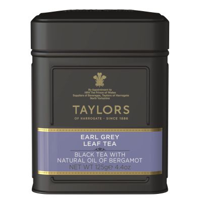 Taylors of Harrogate Earl Grey, Loose Leaf, 4.41 Ounce Tin Caddy (Pack of 1), Fragrant, Delicate & Light, Caffeinated, Premium Whole Leaf Tea