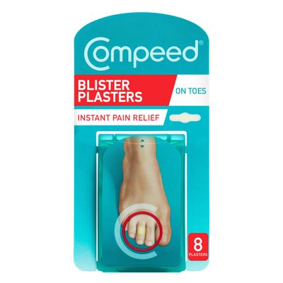 Compeed On Toes Blister Plasters, 8 Hydrocolloid Plasters, Foot Treatment, Heal Fast, Dimensions: 1.7 cm x 5.1 cm