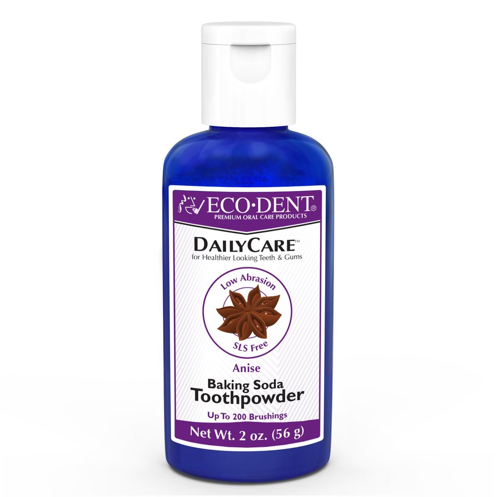 Eco-Dent DailyCare Baking Soda Toothpowder, Anise SLS & Fluoride-Free Toothpaste Powder with Minerals & Essential Oils, Toothpaste Alternative + DailyRinse Single-Use Pack