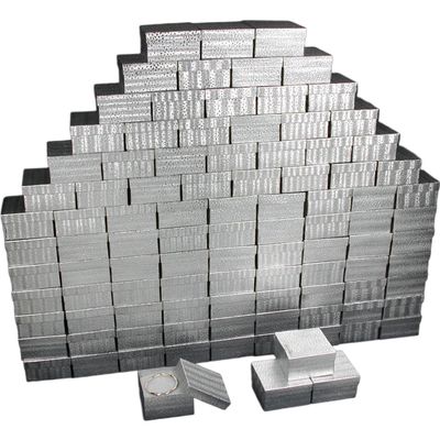 100 Silver Cotton Jewelry Bracelet Display Gift Boxes 3.75"