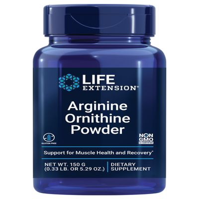 Life Extension Arginine Ornithine Powder, Promotes Muscle Health & Recovery, Gluten Free, Non-GMO, net Weight 150 Grams