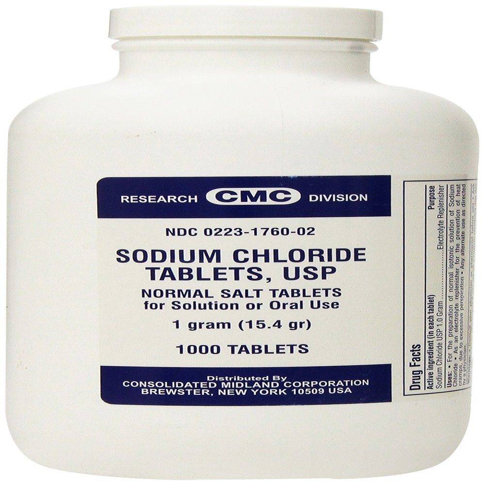 Sodium Chloride USP Normal Salt 1000 Tablets 1 GRAM