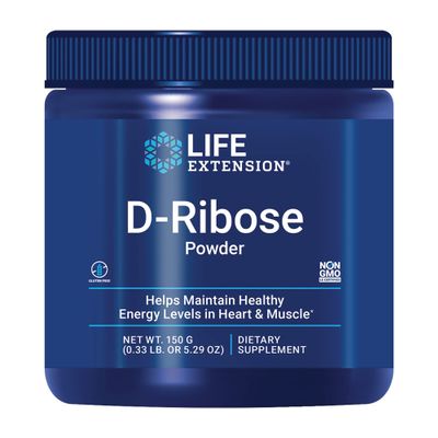 Life Extension D-Ribose Powder, Dissolve in Liquid to Encourage Cellular Energy Production and Support Heart and Muscle Health, Gluten-Free, Non-GMO, Vegetarian, 150 Grams