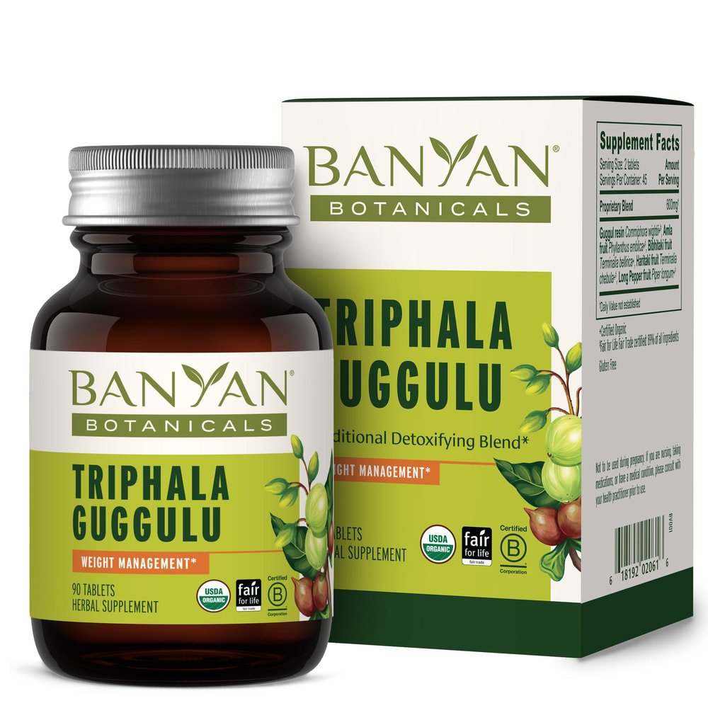 Banyan Botanicals Triphala Guggulu  Organic Triphala Supplement with Guggulu Resin  Herbal Detox Supplement for Supporting Healthy Digestion*  90 Tablets  Non-GMO Sustainably Sourced Vegan