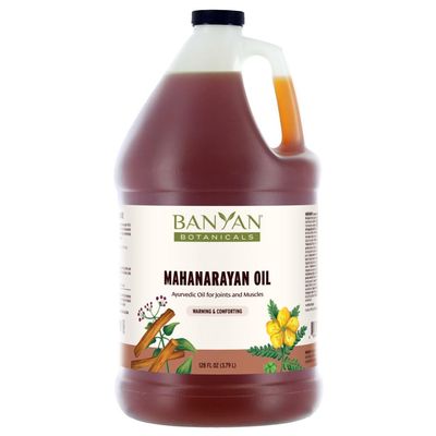 Banyan Botanicals Mahanarayan Oil 99% Organic Ayurvedic Massage Oil Soothes Sore Muscles, Supports Healthy and Comfortable Joints, Tendons & Muscles 128oz. Non GMO Sustainably Sourced Vegan