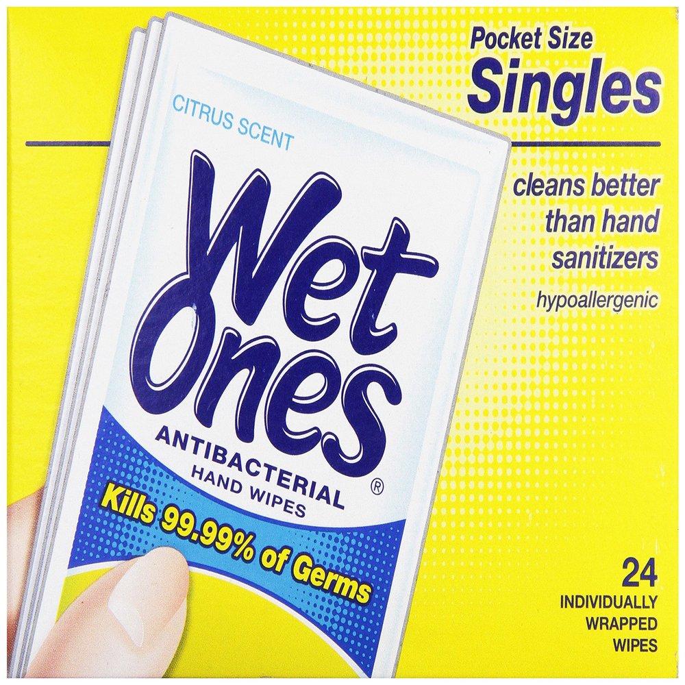 Wet Ones Antibacterial Thick Moist Towelettes, Citrus Scent, Singles, 24 ct
