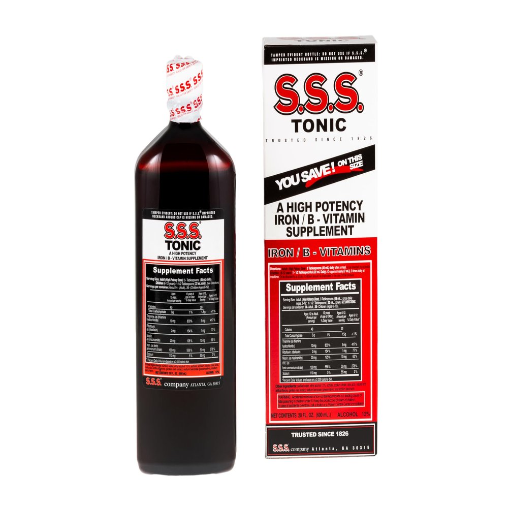 S.S.S. Tonic High Potency Iron Supplement with B1, B2, B3 Vitamins 20 fl oz Liquid Formula for Energy, Vitality & Wellness Easy-to-Take, Iron-Rich, Made in USA, for Women & Men