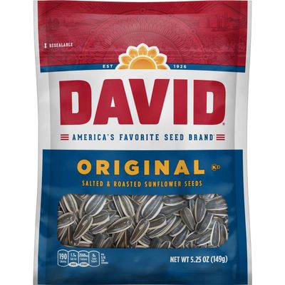 DAVID Sunflower Seeds, Original Flavor, 5.25 oz. (Pack of 12)