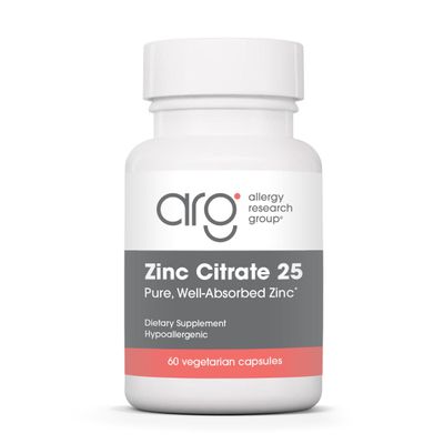 Allergy Research Group Zinc Citrate - Delivers 25 mg Zinc Citrate - Supports Immune Response, Cognitive Health & Cellular Function - 60 Servings - 60 Capsules