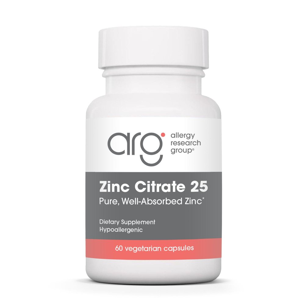Allergy Research Group Zinc Citrate - Delivers 25 mg Zinc Citrate - Supports Immune Response, Cognitive Health & Cellular Function - 60 Servings - 60 Capsules