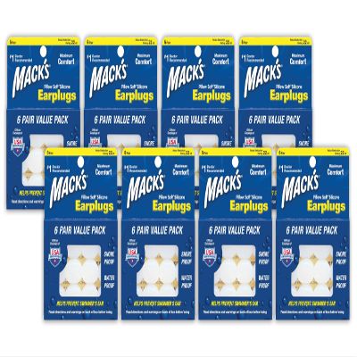 Mack's Pillow Soft Silicone Earplugs - 6 Pair (Pack of 8), Value Pack  The Original Moldable Silicone Putty Ear Plugs for Sleeping, Snoring, Swimming, Travel, Concerts and Studying