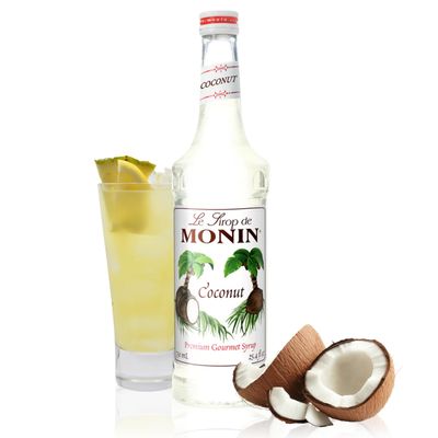 Monin - Coconut Syrup, Creamy Tropical Flavored Syrup, Coffee Syrup, Natural Flavor Drink Mix, Simple Syrup for Coffee, Lemonade, Cocktails, & More, Gluten-Free, Non-GMO, Clean Label (750 ml)