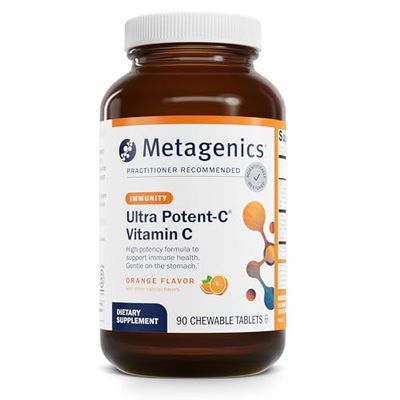 Metagenics Ultra Potent-C Chewable - 250 mg Buffered Vitamin C with Bioflavonoids, L-Lysine & L-Cysteine - Immune & Antioxidant Support - Non-GMO, Gluten-Free - Natural Orange Flavor - 90 Tablets