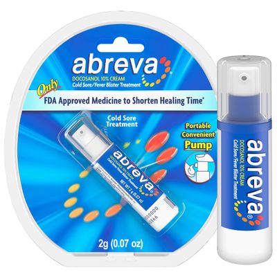 Abreva 10 Percent Docosanol Cold Sore Treatment, Treats Your Fever Blister in 2.5 Days - 0.07 oz Pump
