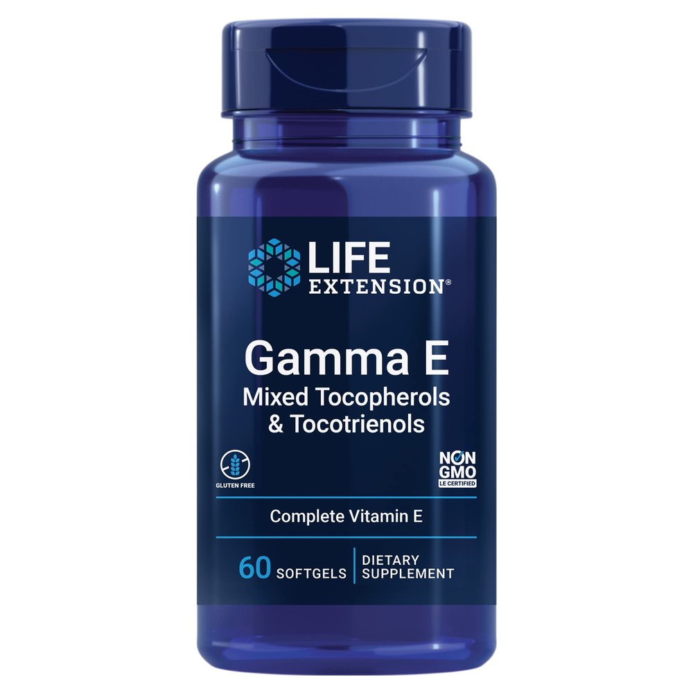 Life Extension Gamma E Mixed Tocopherols & Tocotrienols Complete Vitamin E Spectrum, Antioxidant Protection Non-GMO, Gluten-Free 60 Softgels