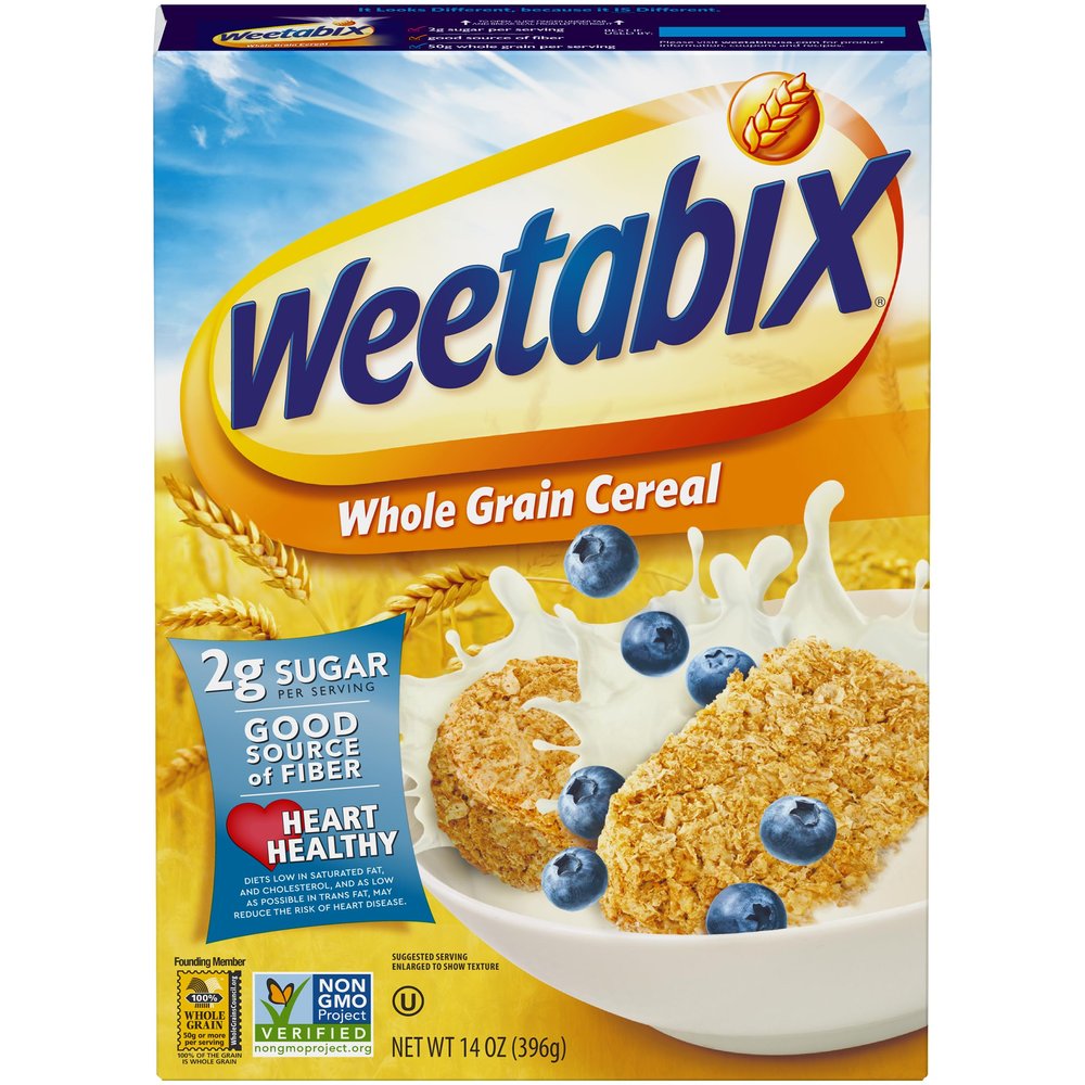 Weetabix Biscuits Whole Grain Cereal, Good Source of Fiber, Low in Fat, Heart Healthy, Vegan, Breakfast or Snack, 14 oz