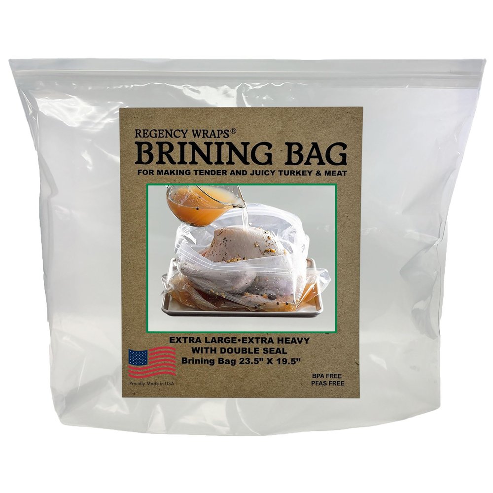 Regency Wraps Brining Bag, Heavy Duty with Double Seal For Juicy Turkey, Bottom Gusset For Easy Storage, BPA Free, Clear, 23.5" X 19.5" Pack of 1