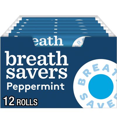 BREATH SAVERS Peppermint Sugar Free Breath Mints Rolls, 0.75 oz (24 Count)