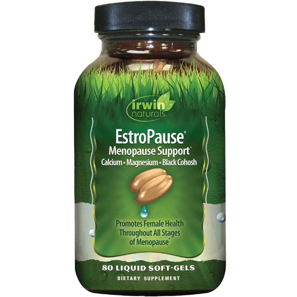 Irwin Naturals EstroPause Menopause & Womens Health Support  80 Liquid Soft-Gels  Gentle Hormonal Balance Formula