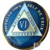 6 Year Midnight Blue AA Medallion Chip Tri Plate Gold & Nickel Plated Serenity Prayer view 1