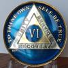 6 Year Midnight Blue AA Medallion Chip Tri Plate Gold & Nickel Plated Serenity Prayer view 3