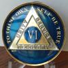 6 Year Midnight Blue AA Medallion Chip Tri Plate Gold & Nickel Plated Serenity Prayer view 4