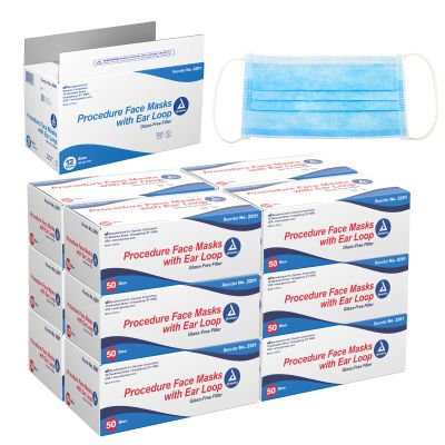 Dynarex Procedure Face Mask - with Ear Loop Blue 12/50/Cs