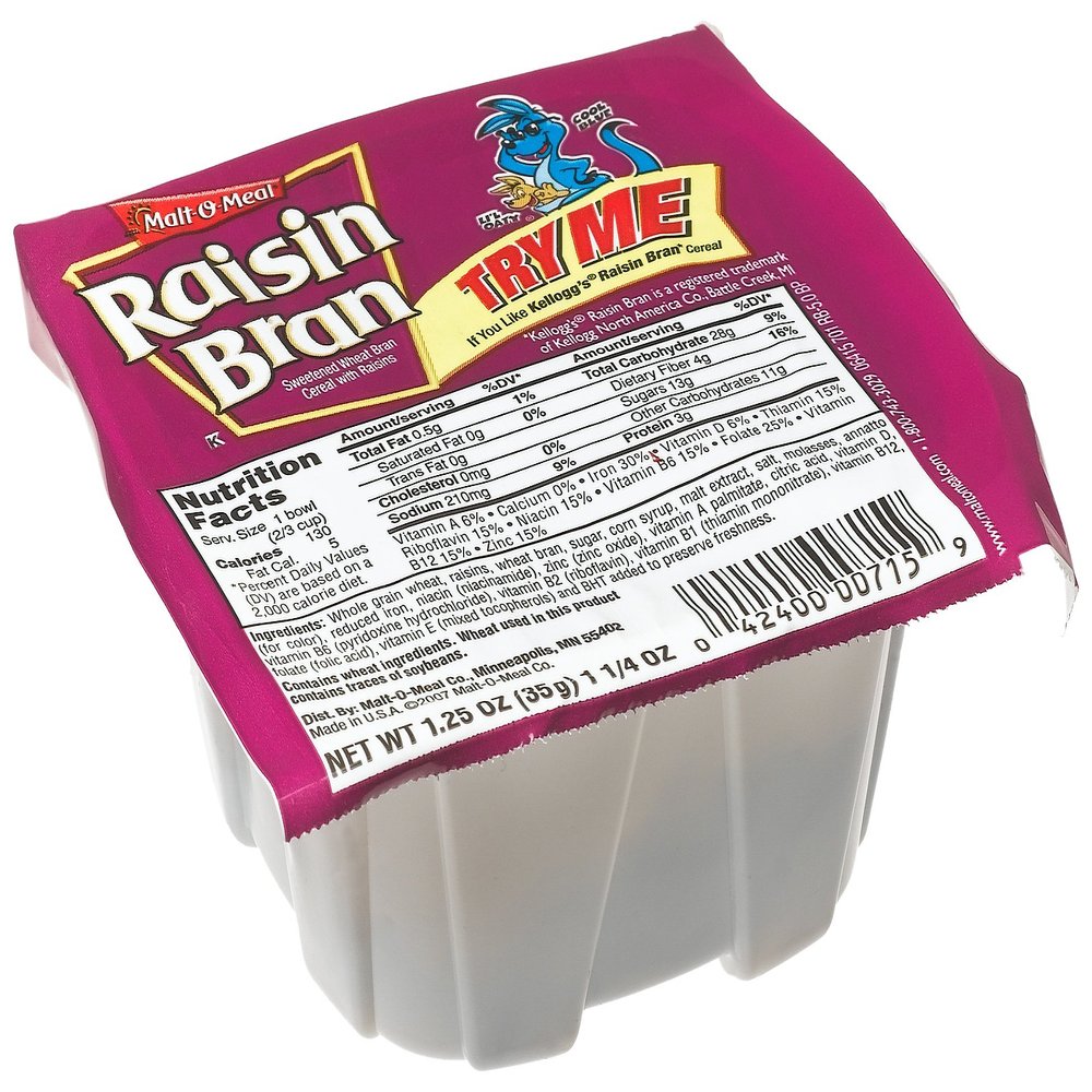 Malt-O-Meal Raisin Bran Cereal, 1.25-Ounce Bowls (Pack of 96)