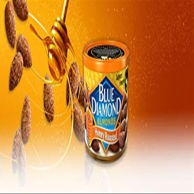 Blue Diamond Almonds Honey Roasted Snack Nuts, 6 Oz Resealable Cans (Pack of 12)